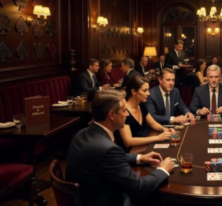 Elegáns pókerasztalok megvilágított zsetonokkal a Magyar Dining Experience-ben