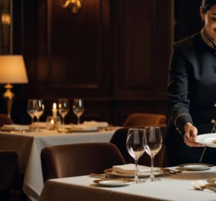 Elegáns felszolgálás arany részletekkel a Magyar Dining Experience-ben.